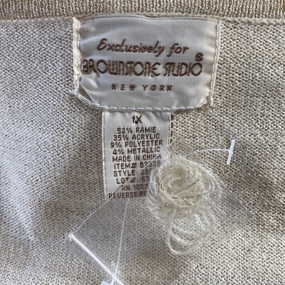 BROWNSTONE STUDIOS VINTAGE SPARKKLY METALLIC FAUX WRAP SWEATER 1X NEW NO TAGS - Picture 7 of 7
